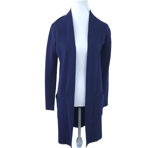 Joules Knitwear Long Open Cardigan Sweater Navy Blue US 2 Dark Academia - Picture 1 of 6